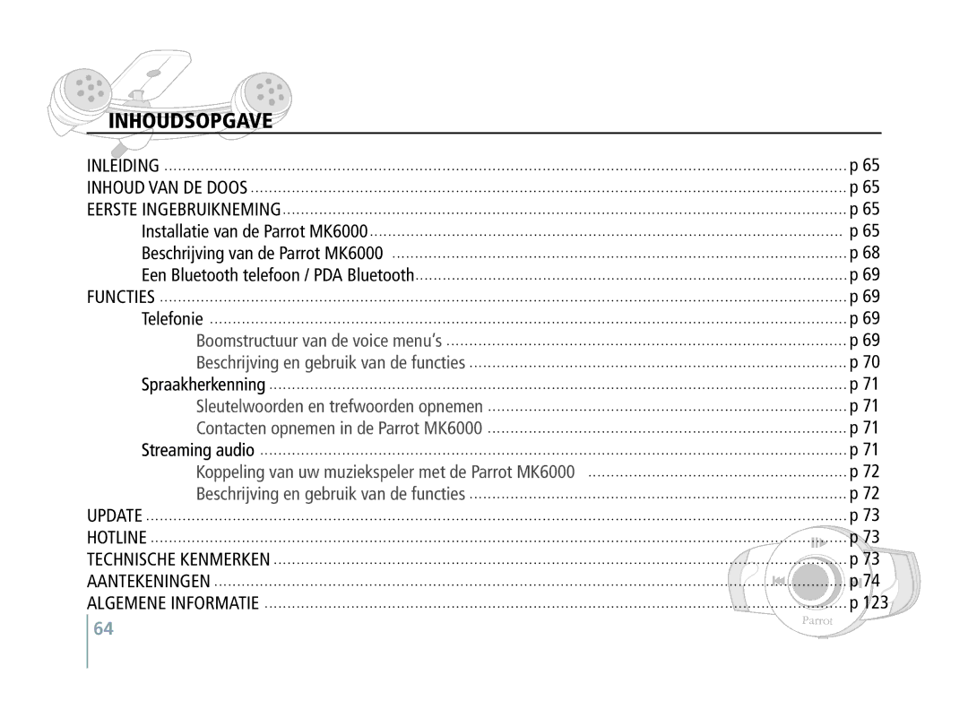 Philips MK6000 manual Inhoudsopgave 