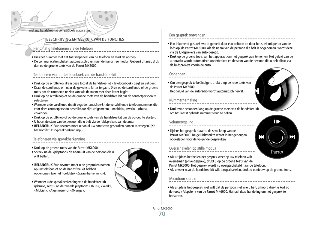 Philips MK6000 manual Beschrijving en gebruik van de functies 