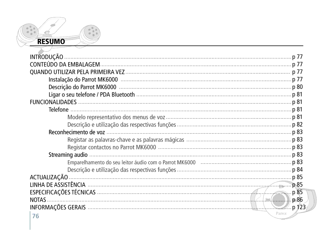 Philips MK6000 manual Resumo 