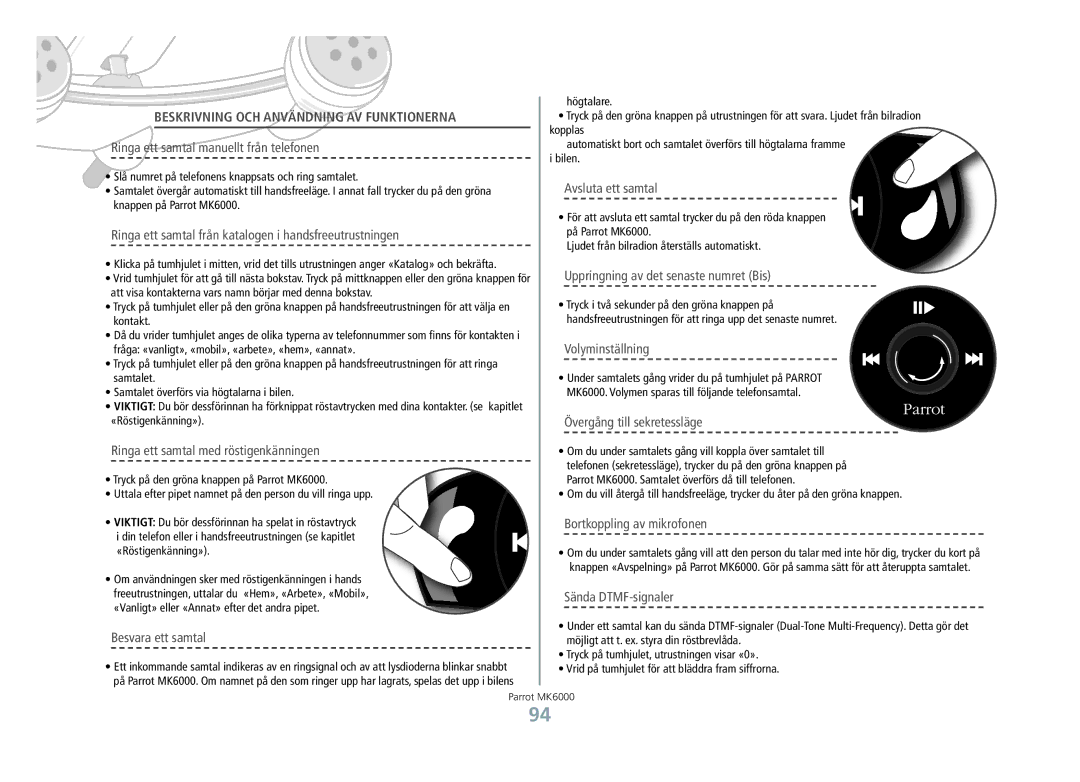 Philips MK6000 manual Beskrivning och användning av funktionerna 