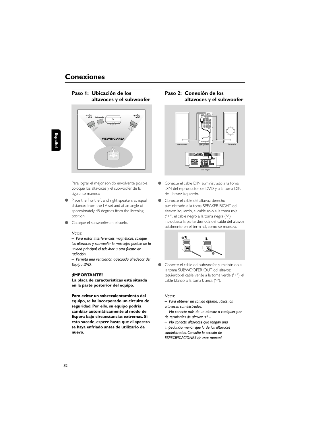 Philips MME239 owner manual Conexiones, ¡Importante 