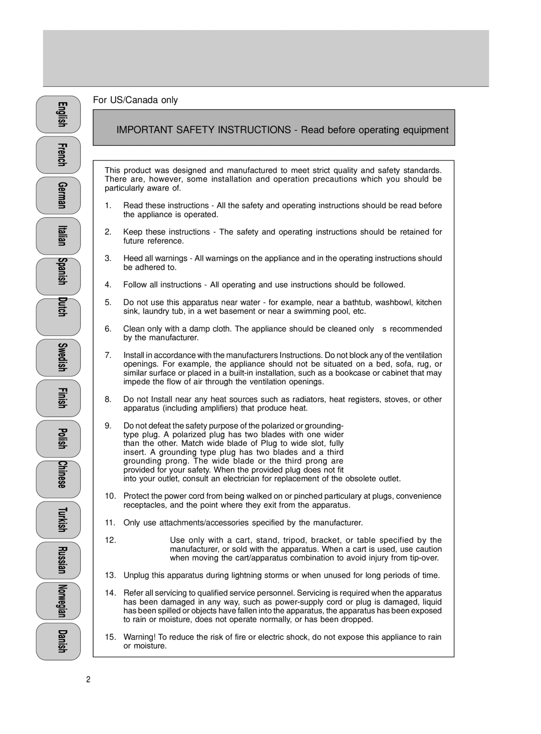 Philips MMS 305/A 3.500 manual Safety Instructions 