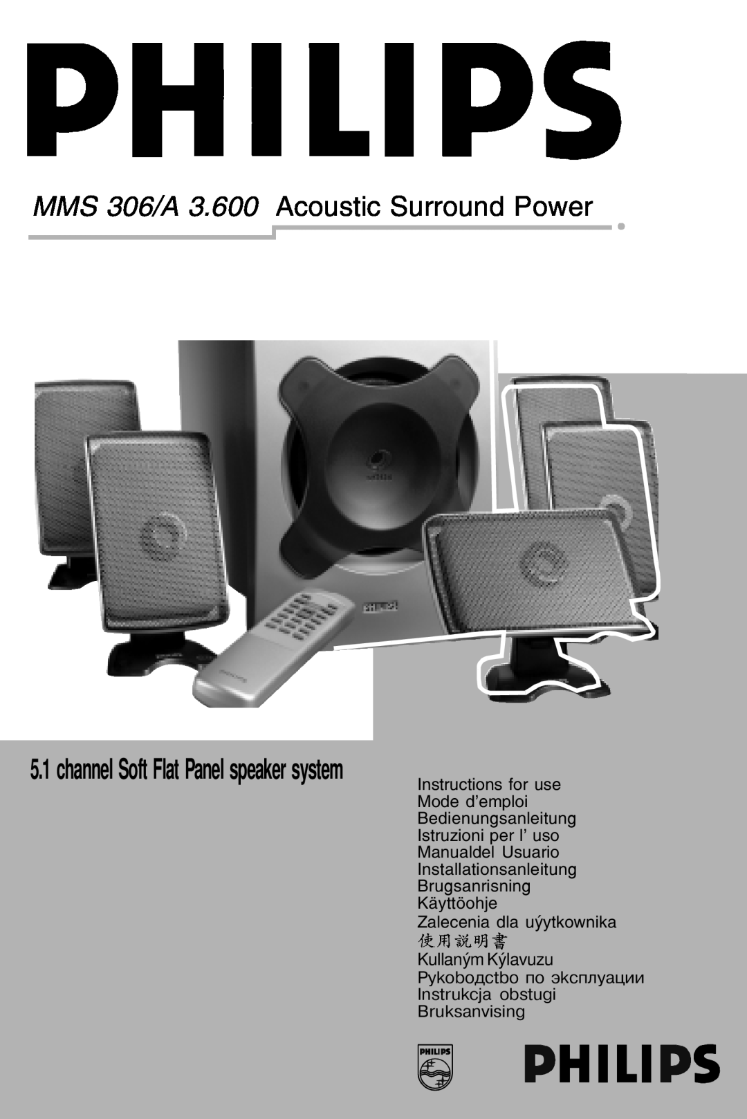 Philips MMS 306/A manual channel Soft Flat Panel speaker system, Zalecenia dla uý ytkownika 