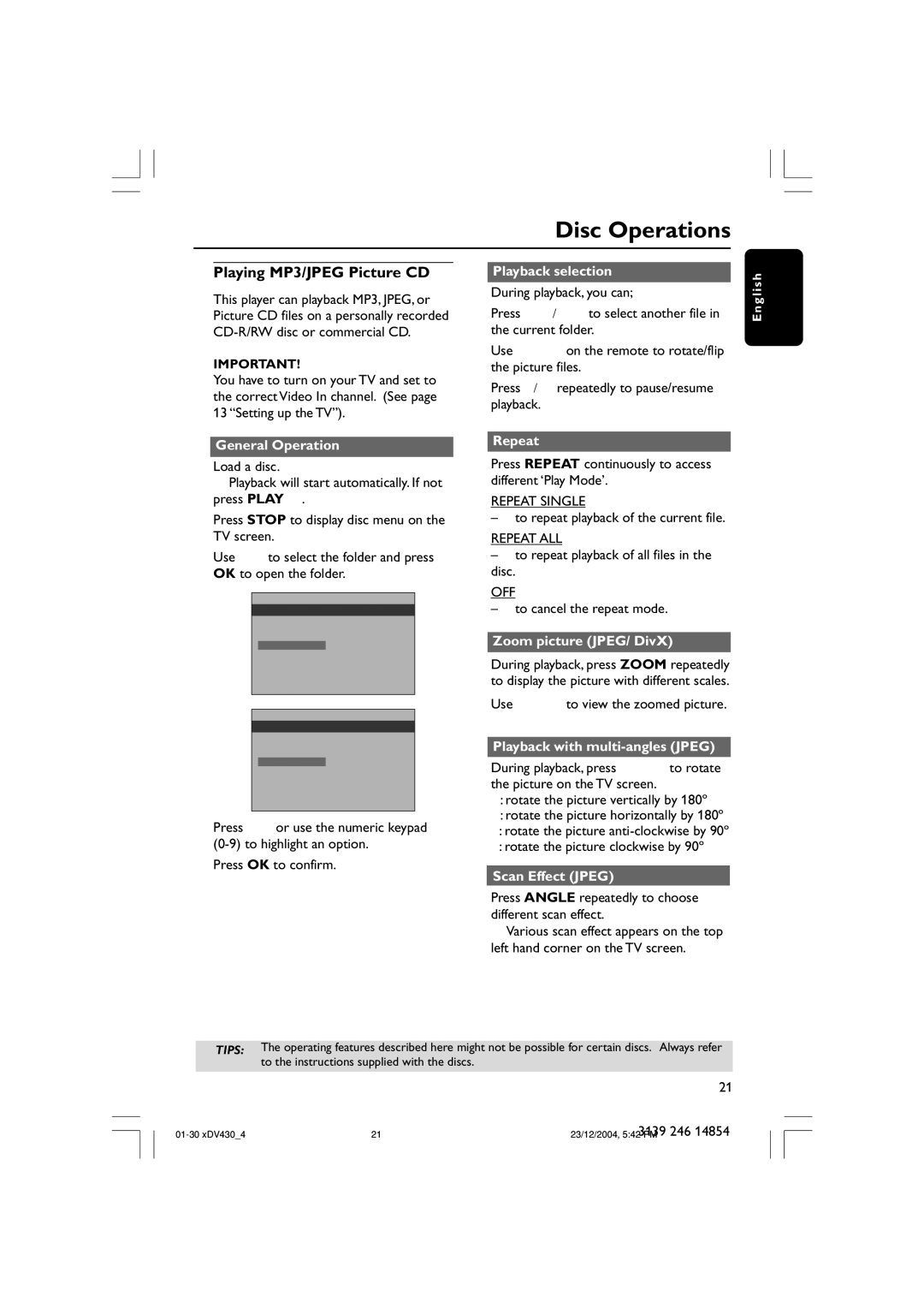 Philips MMS430 user manual Playing MP3/JPEG Picture CD 