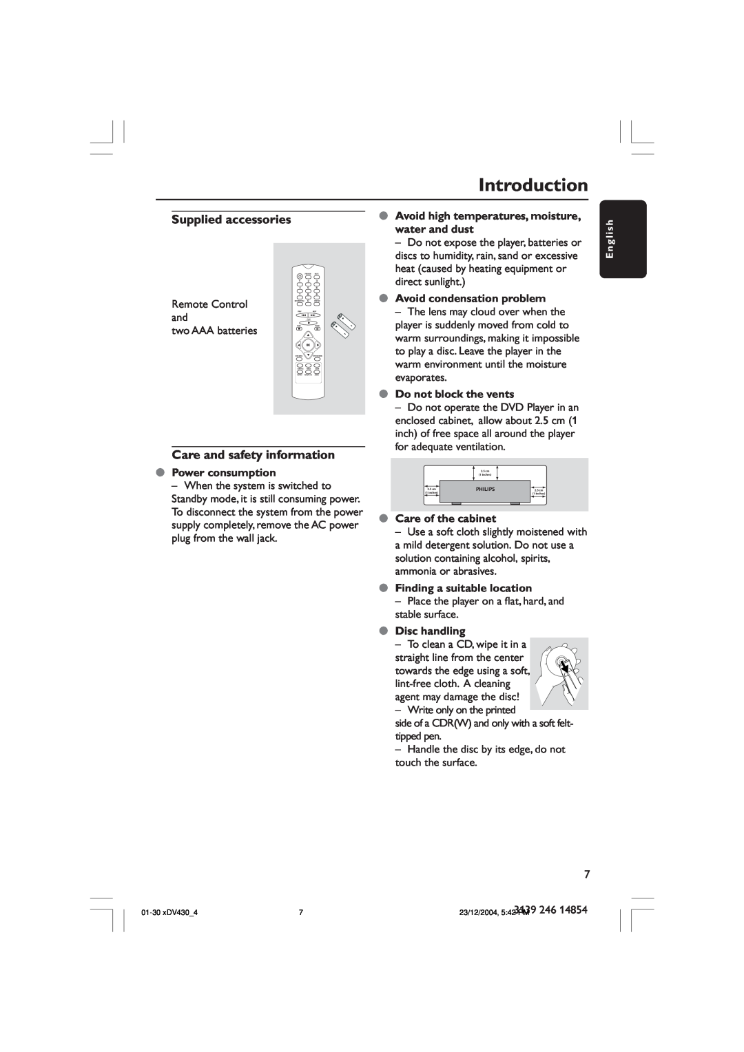 Philips MMS430 user manual Introduction, Supplied accessories, Care and safety information 