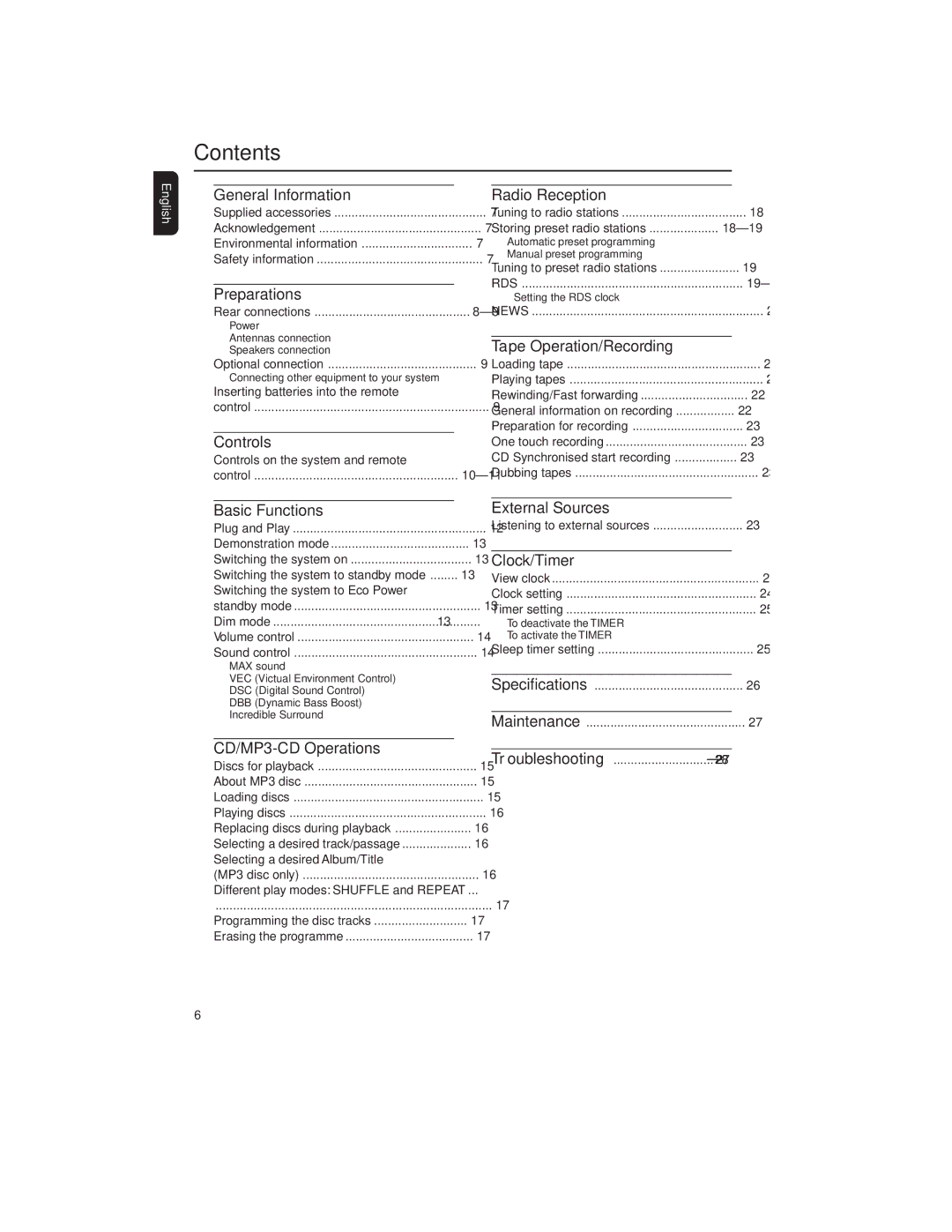 Philips MP3-CD user manual Contents 