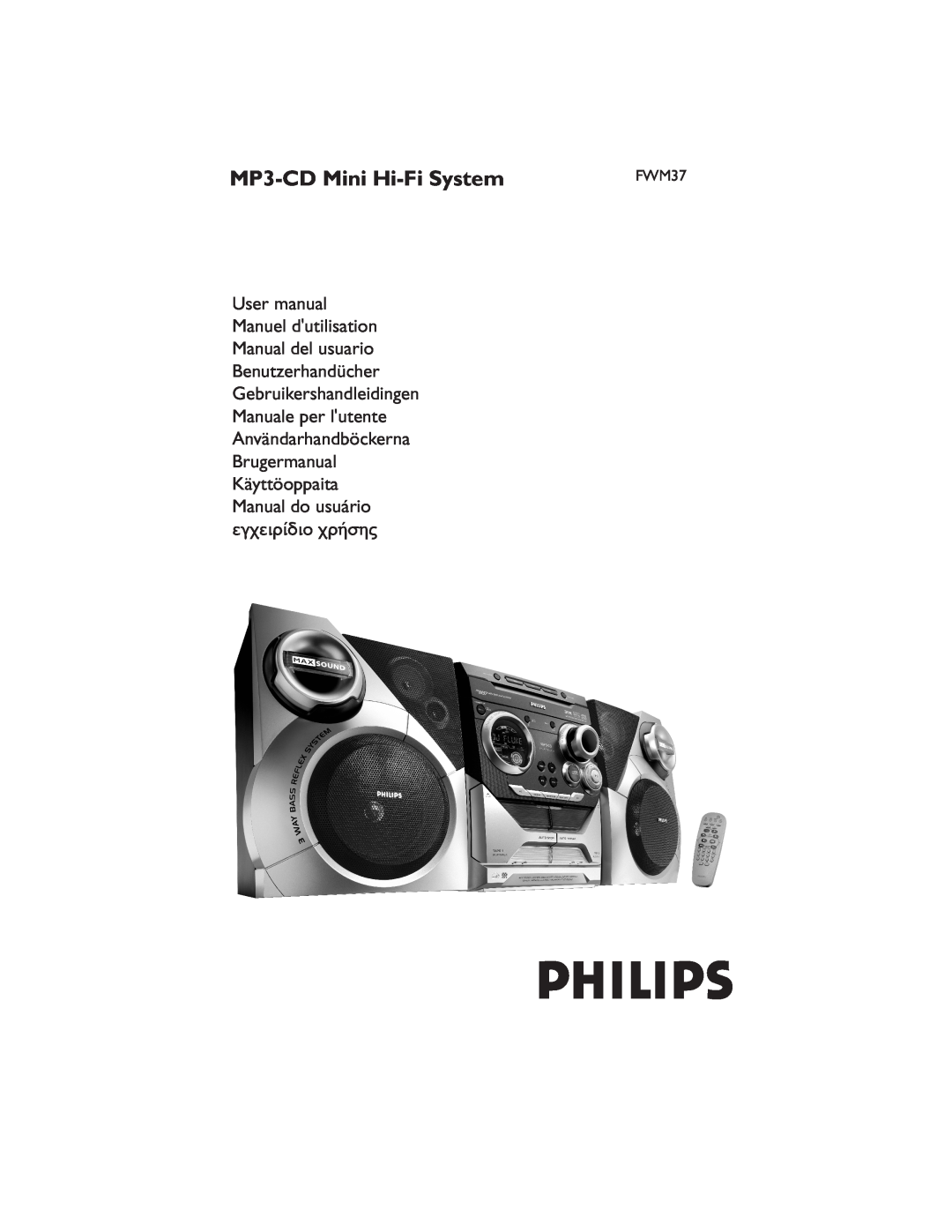 Philips user manual MP3-CDMini Hi-FiSystem, Manual do usuário, FWM37 