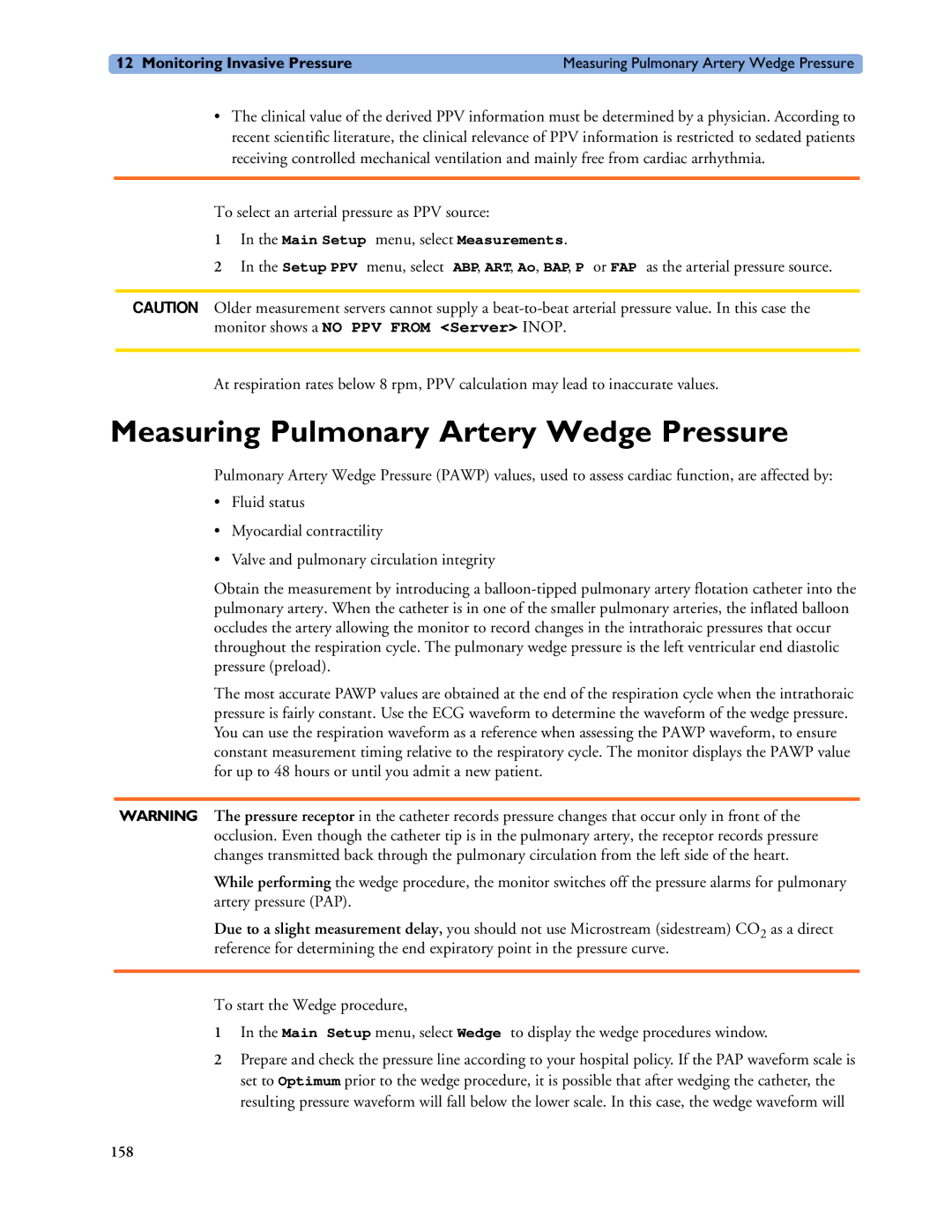 Philips MP20/30, MP60/70/80/90, MP40/50 manual Measuring Pulmonary Artery Wedge Pressure 