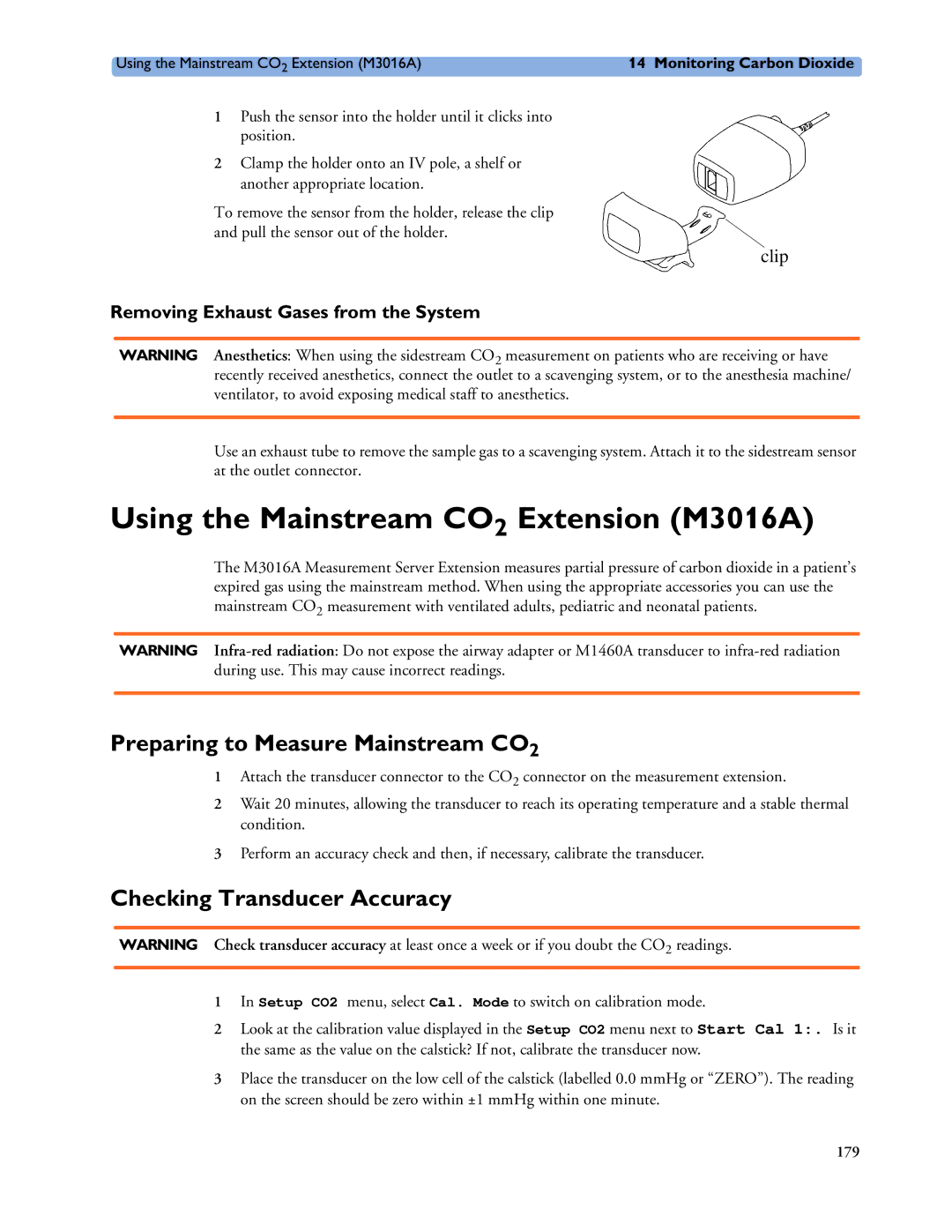 Philips MP20/30, MP60/70/80/90, MP40/50 manual Using the Mainstream CO2 Extension M3016A, Checking Transducer Accuracy 