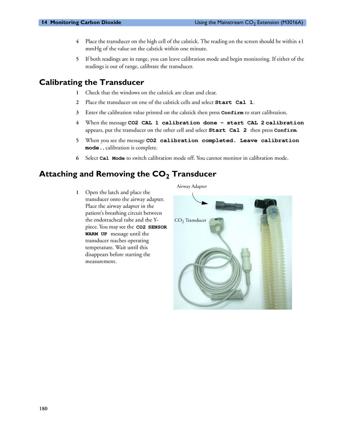 Philips MP40/50, MP60/70/80/90, MP20/30 manual Calibrating the Transducer, Attaching and Removing the CO2 Transducer 