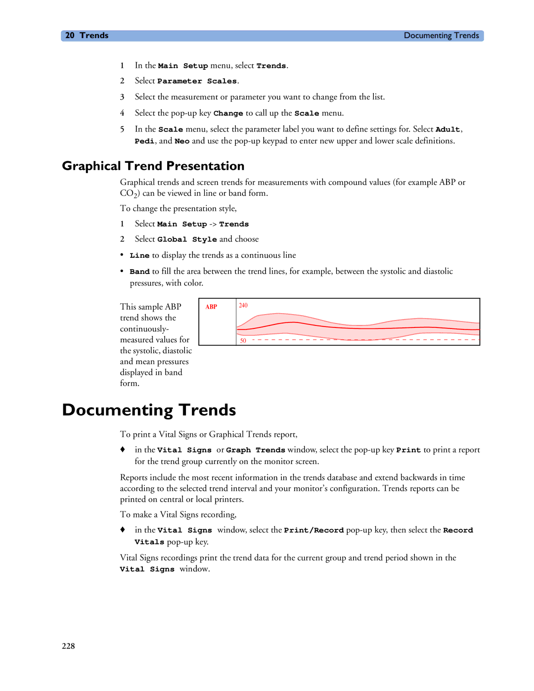 Philips MP40/50, MP60/70/80/90, MP20/30 manual Documenting Trends, Graphical Trend Presentation 