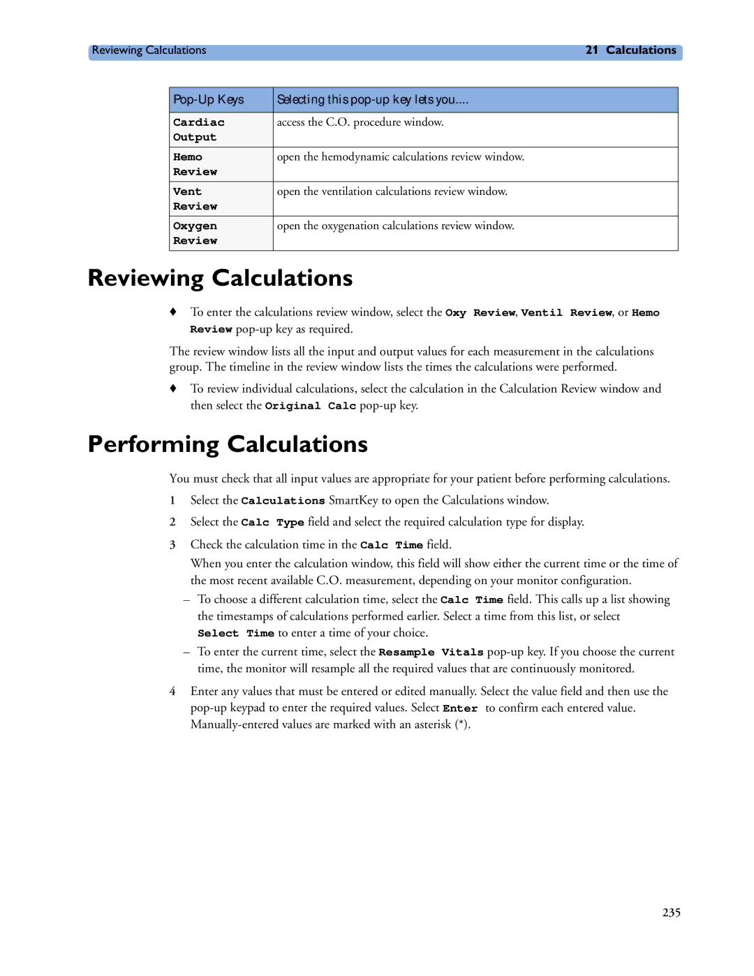 Philips MP60/70/80/90, MP20/30, MP40/50 manual Reviewing Calculations, Performing Calculations 