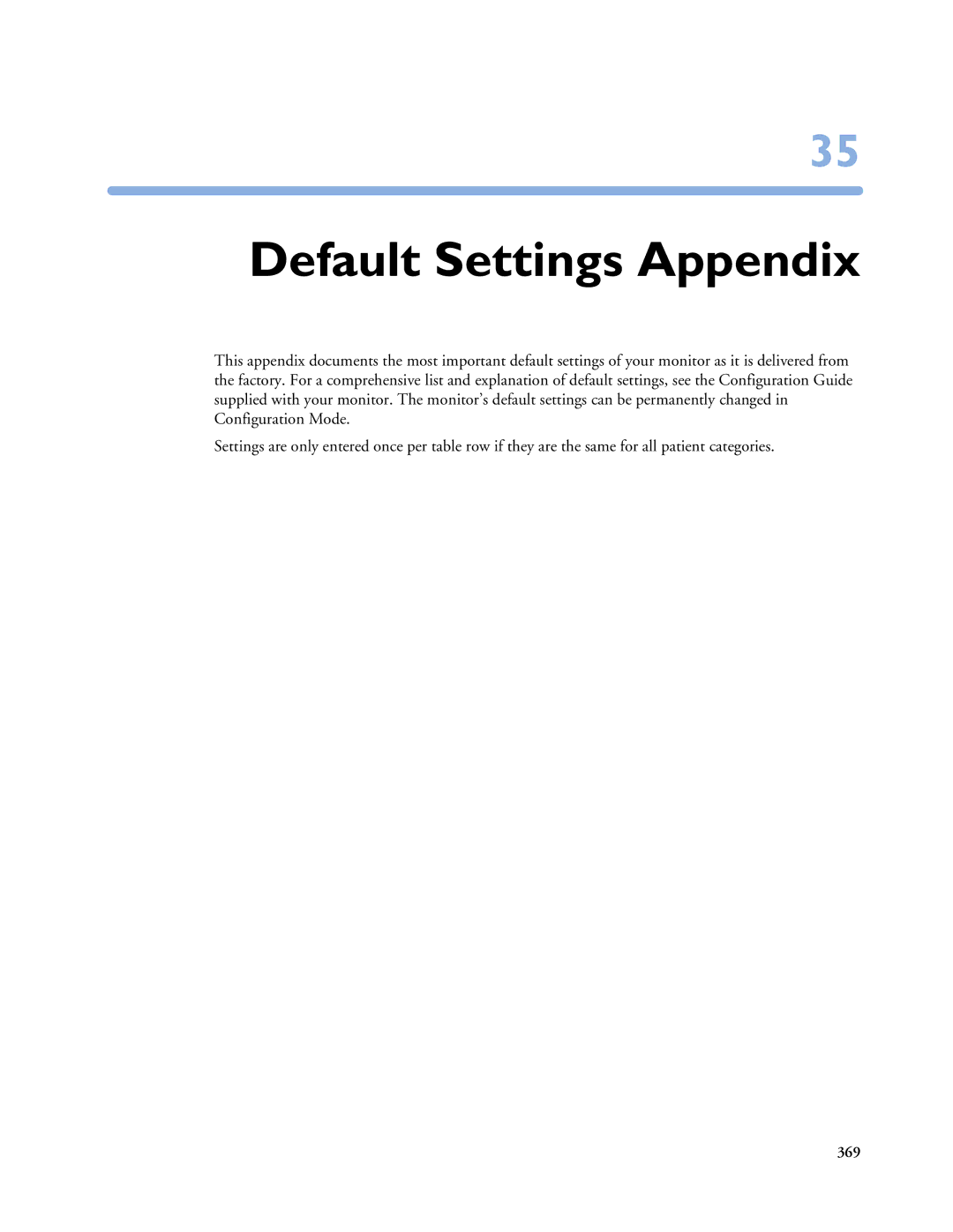 Philips MP40/50, MP60/70/80/90, MP20/30 manual Default Settings Appendix 