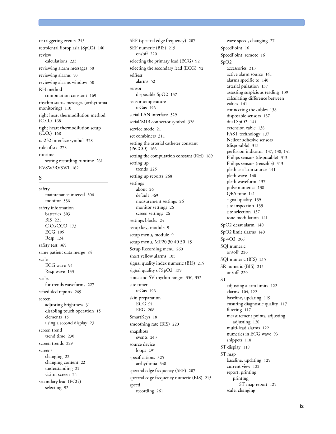 Philips MP60/70/80/90, MP20/30, MP40/50 manual Re-triggering events Retrolental fibroplasia SpO2 