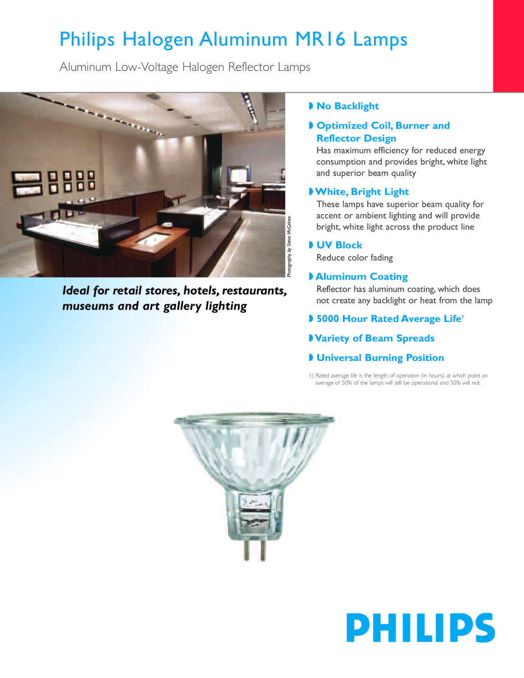 Philips manual Philips Halogen Aluminum MR16 Lamps, Aluminum Low-Voltage Halogen Reflector Lamps 