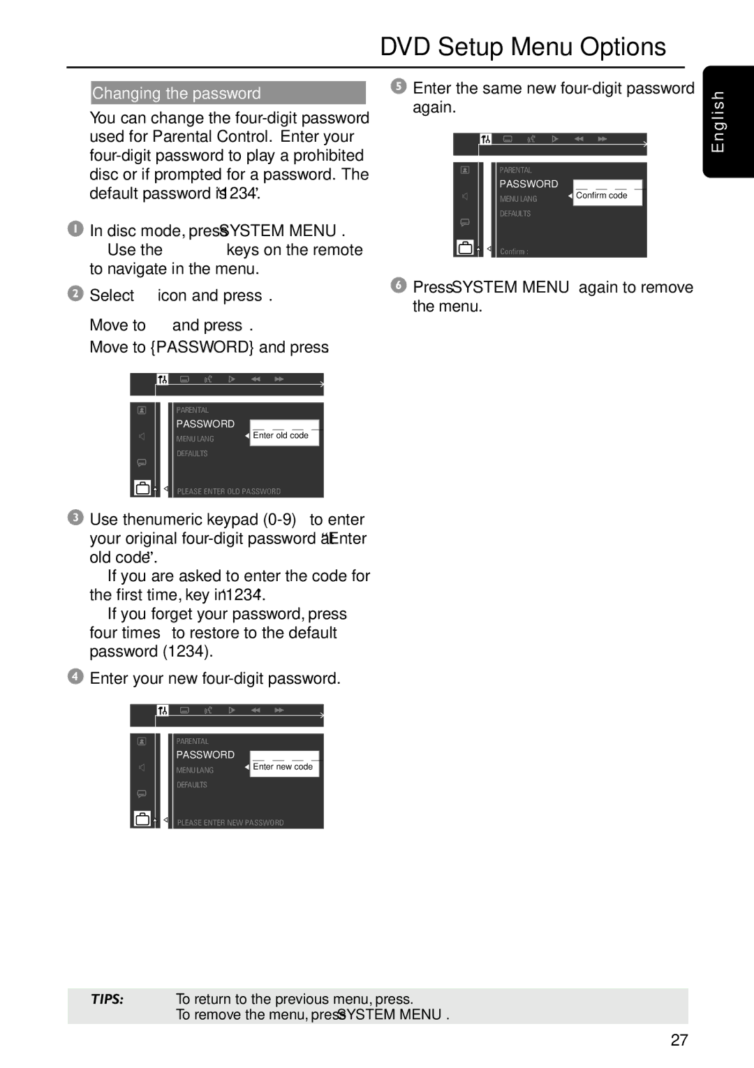 Philips MRD120 manual Changing the password 