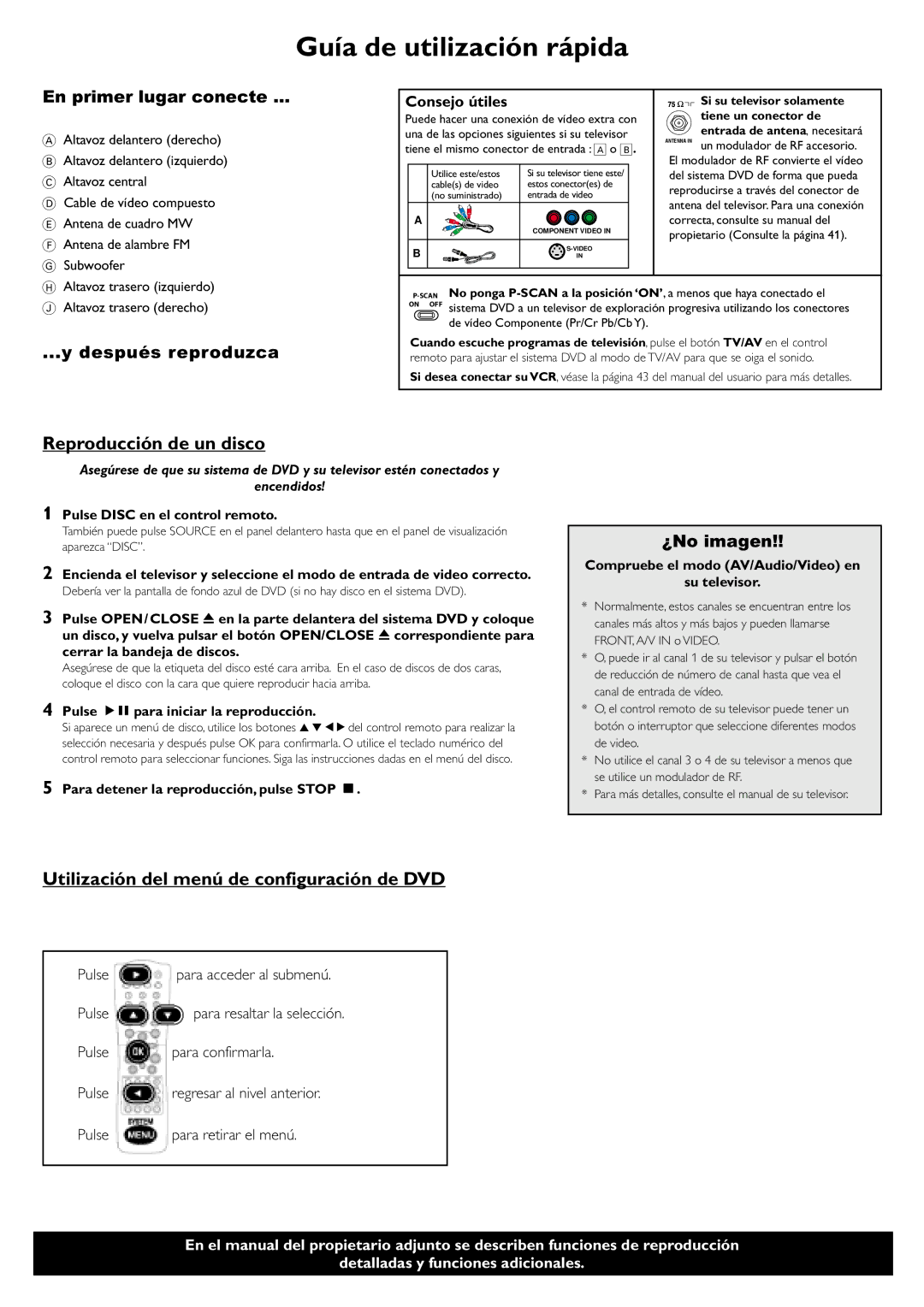 Philips MRD120 manual En primer lugar conecte, Después reproduzca, ¿No imagen, Consejo útiles 