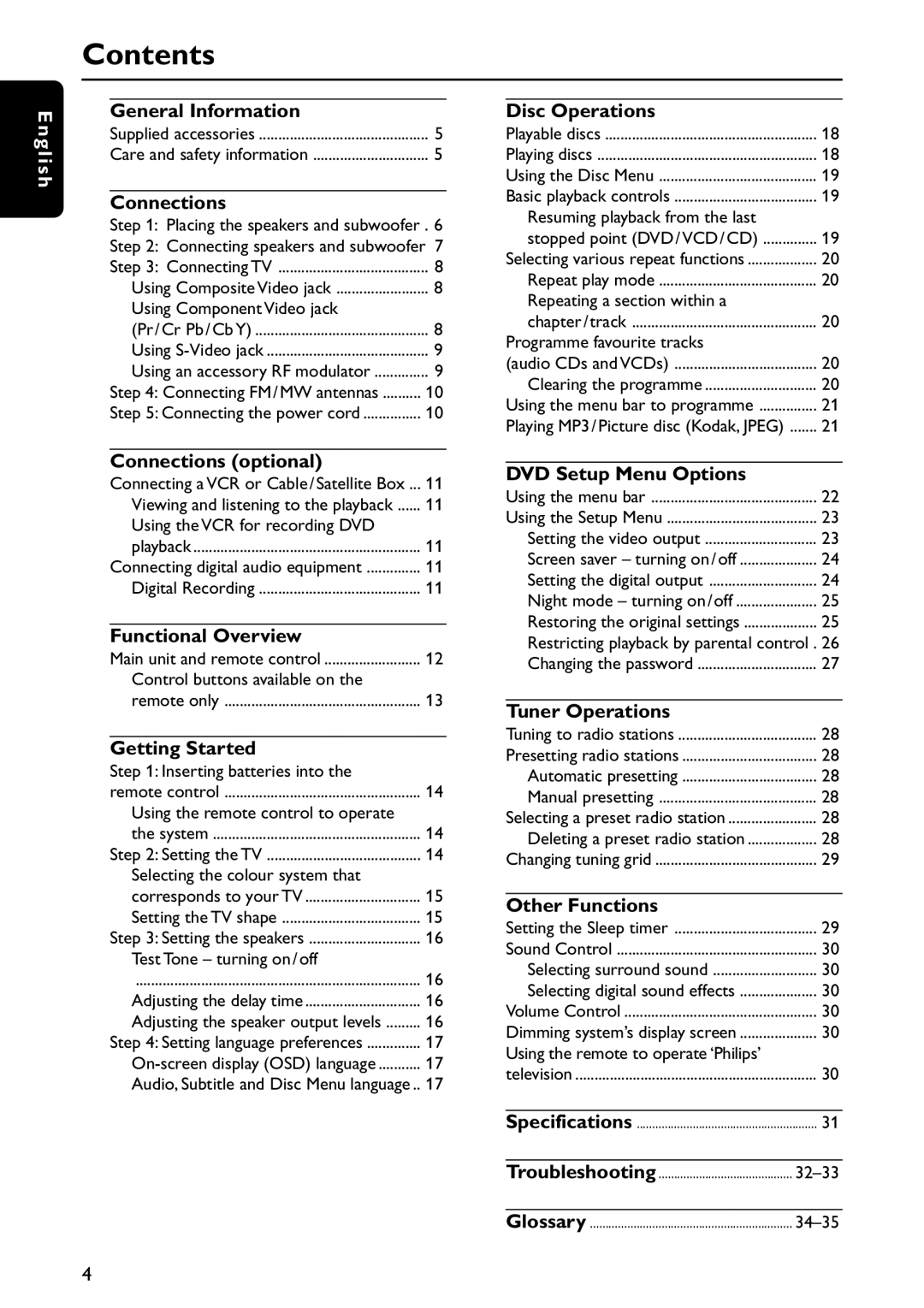 Philips MRD120 manual Contents 