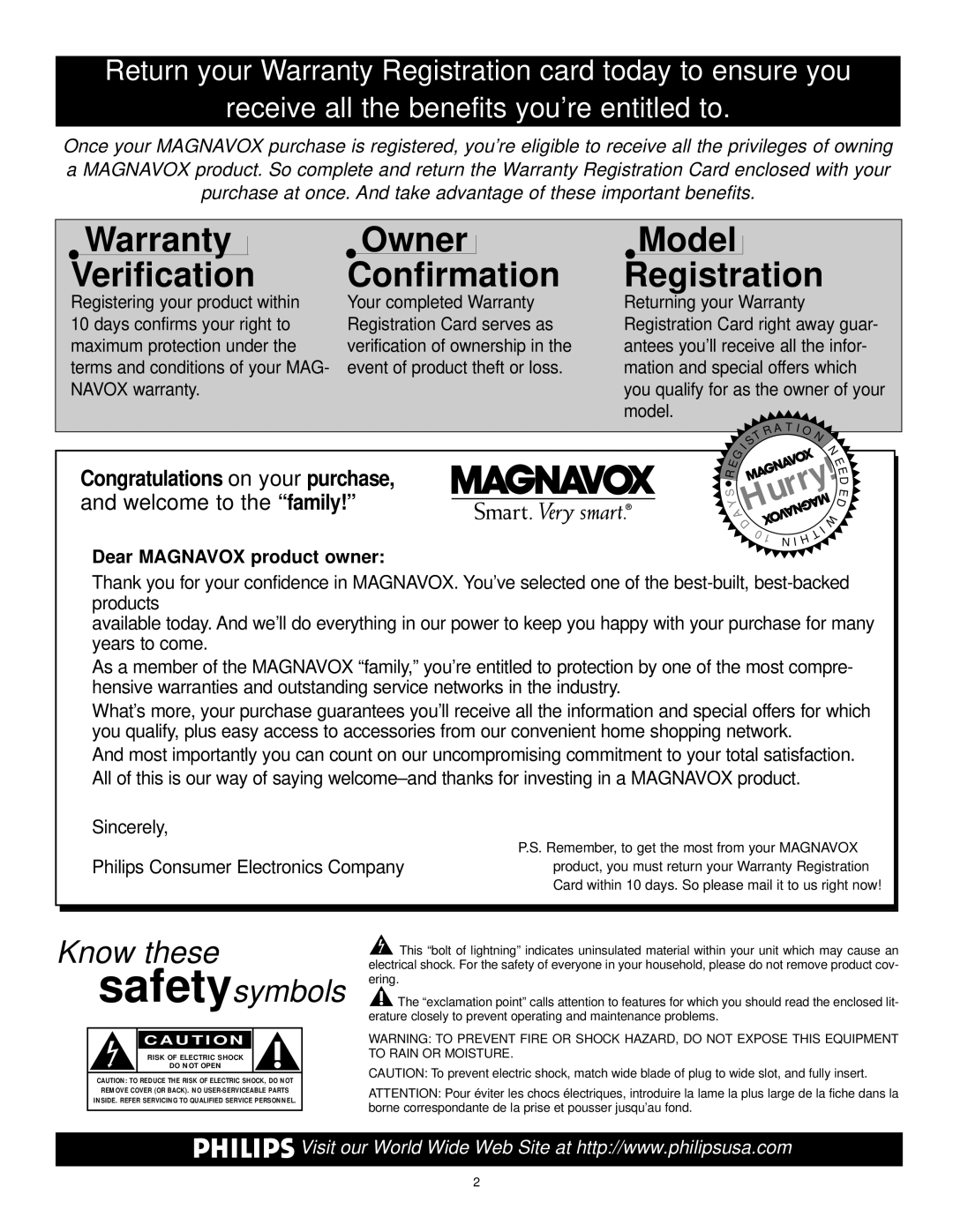 Philips MS3250C99 manual Warranty Verification 