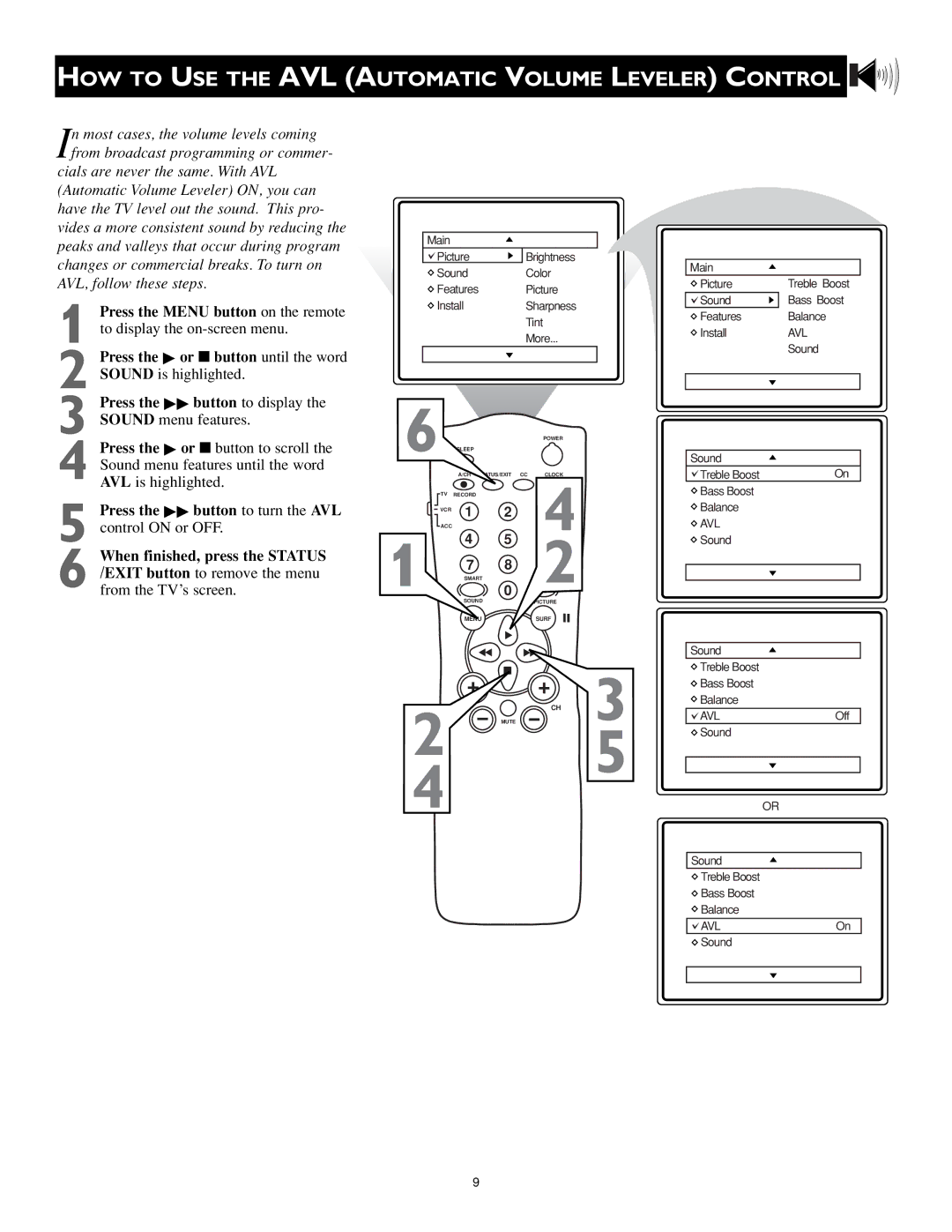 Philips MS3252S, MS3652S owner manual HOW to USE the AVL Automatic Volume Leveler Control 