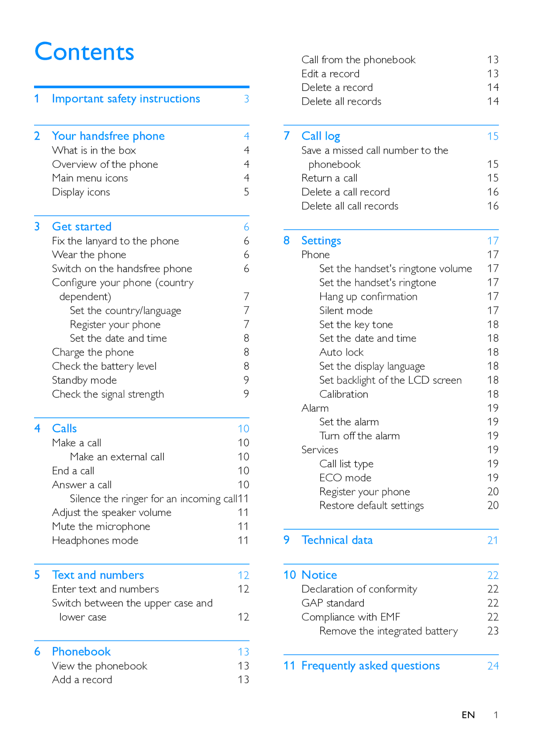 Philips MT3120 user manual Contents 