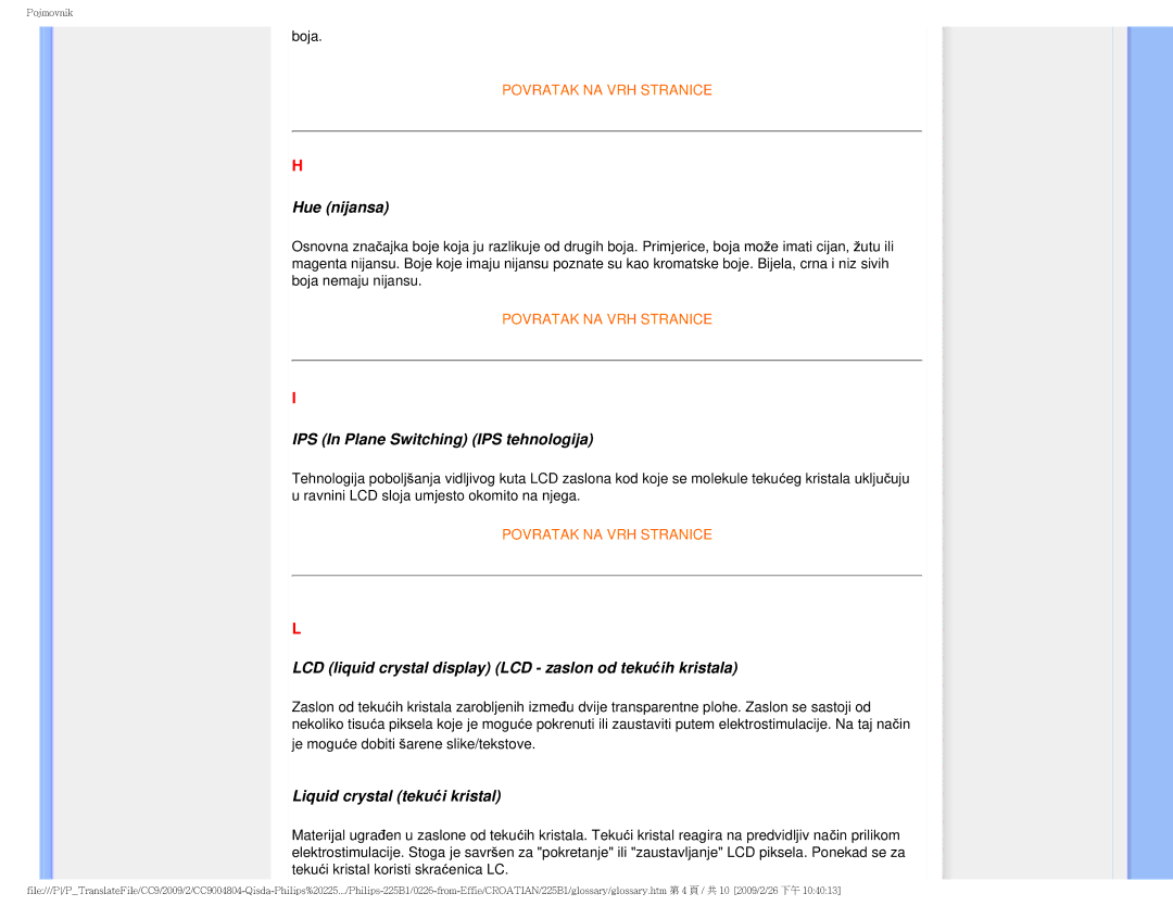 Philips MWB1225I user manual Hue nijansa 