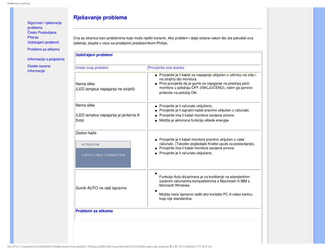 Philips MWB1225I user manual Rješavanje problema 