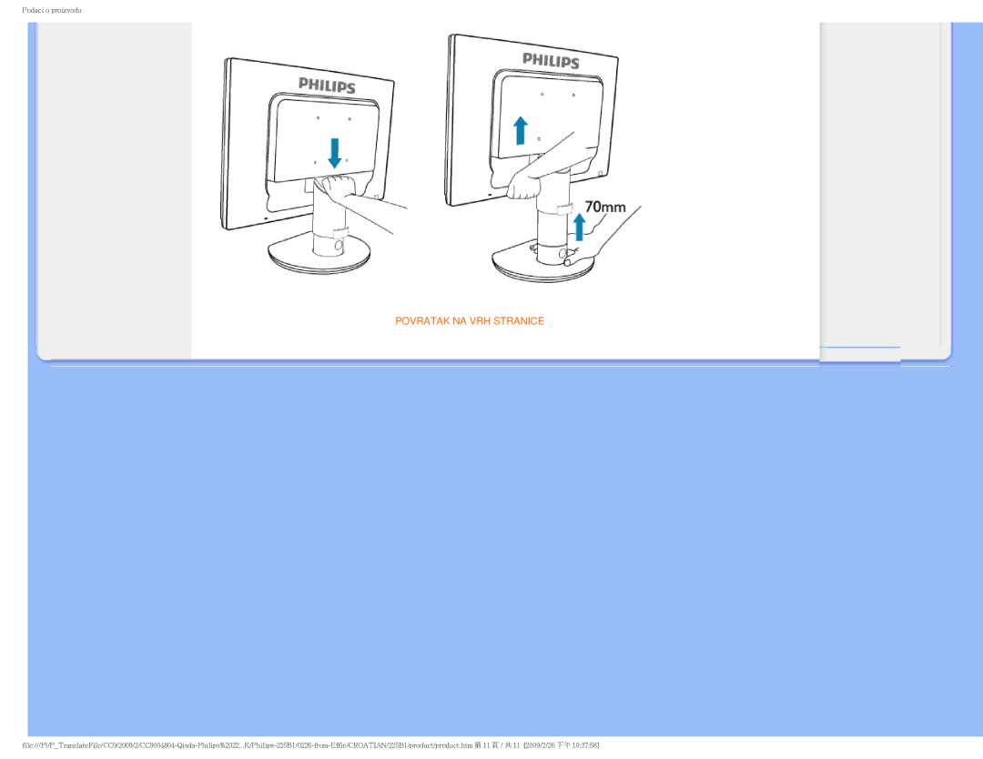 Philips MWB1225I user manual Povratak NA VRH Stranice 