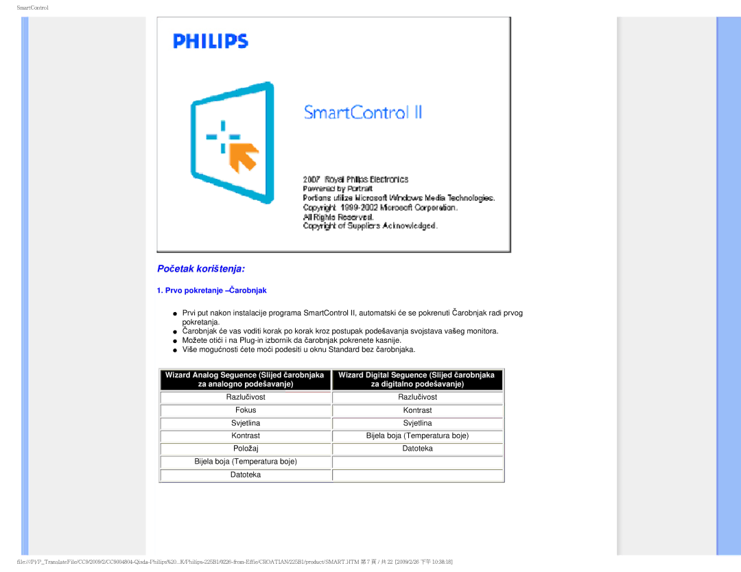 Philips MWB1225I user manual Početak korištenja, Prvo pokretanje -Čarobnjak 