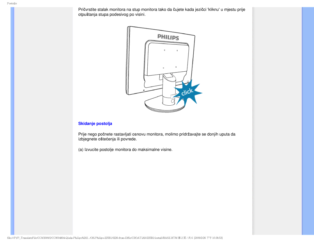 Philips MWB1225I user manual Skidanje postolja 