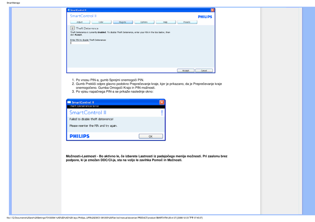 Philips MWC1230F user manual SmartManage 