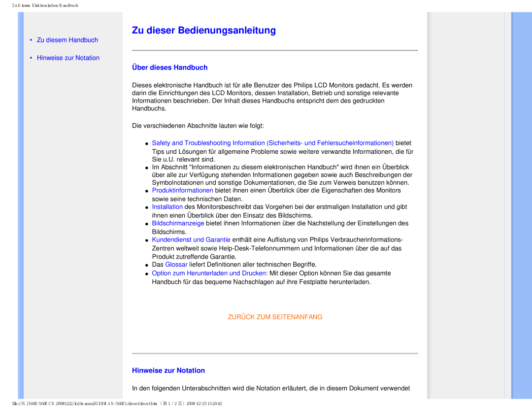 Philips MWE1160T user manual Zu dieser Bedienungsanleitung, Über dieses Handbuch, Hinweise zur Notation 