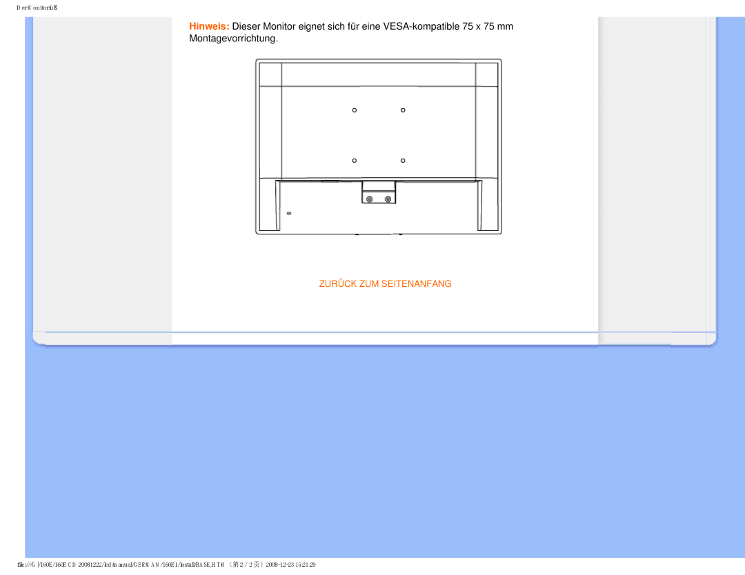 Philips MWE1160T user manual Zurück ZUM Seitenanfang 