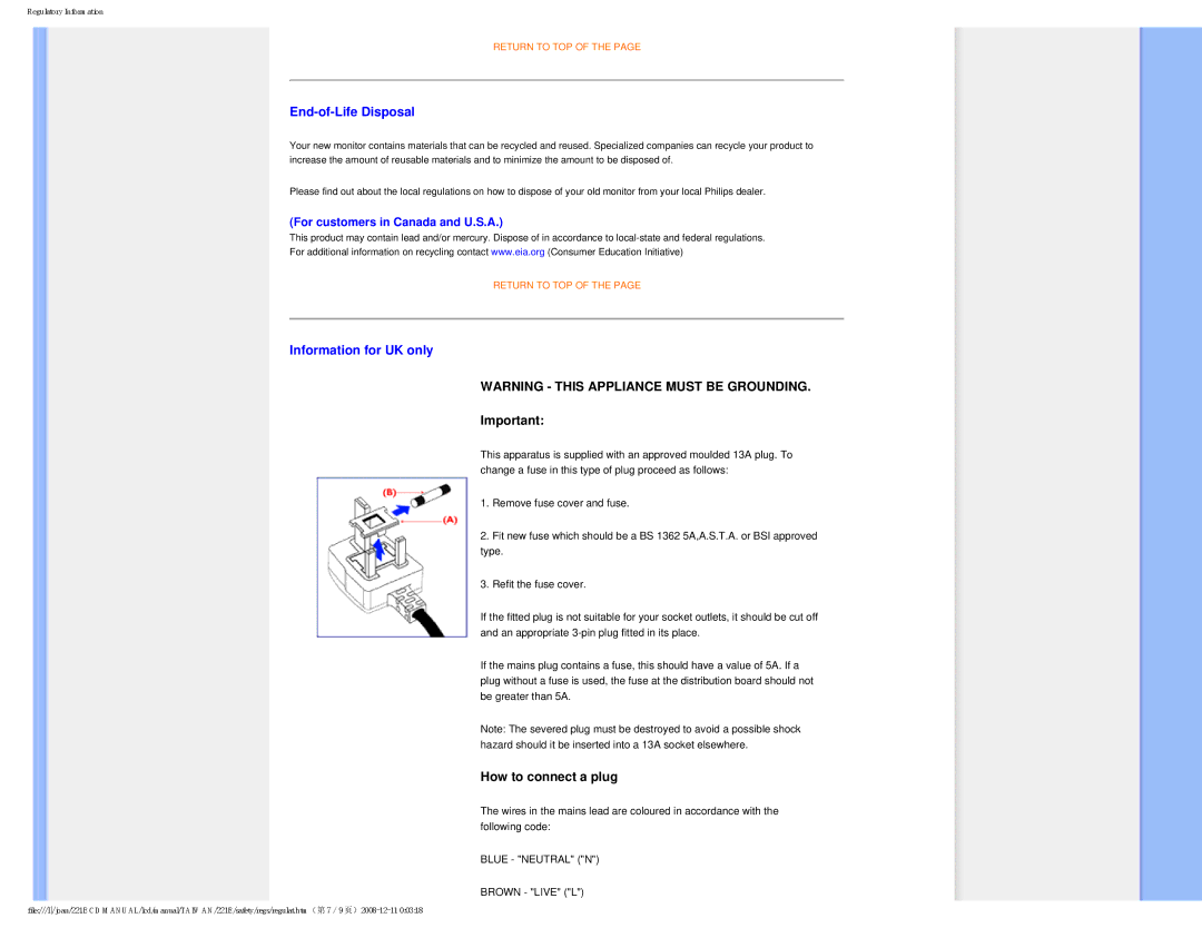 Philips MWE1221T user manual End-of-Life Disposal 