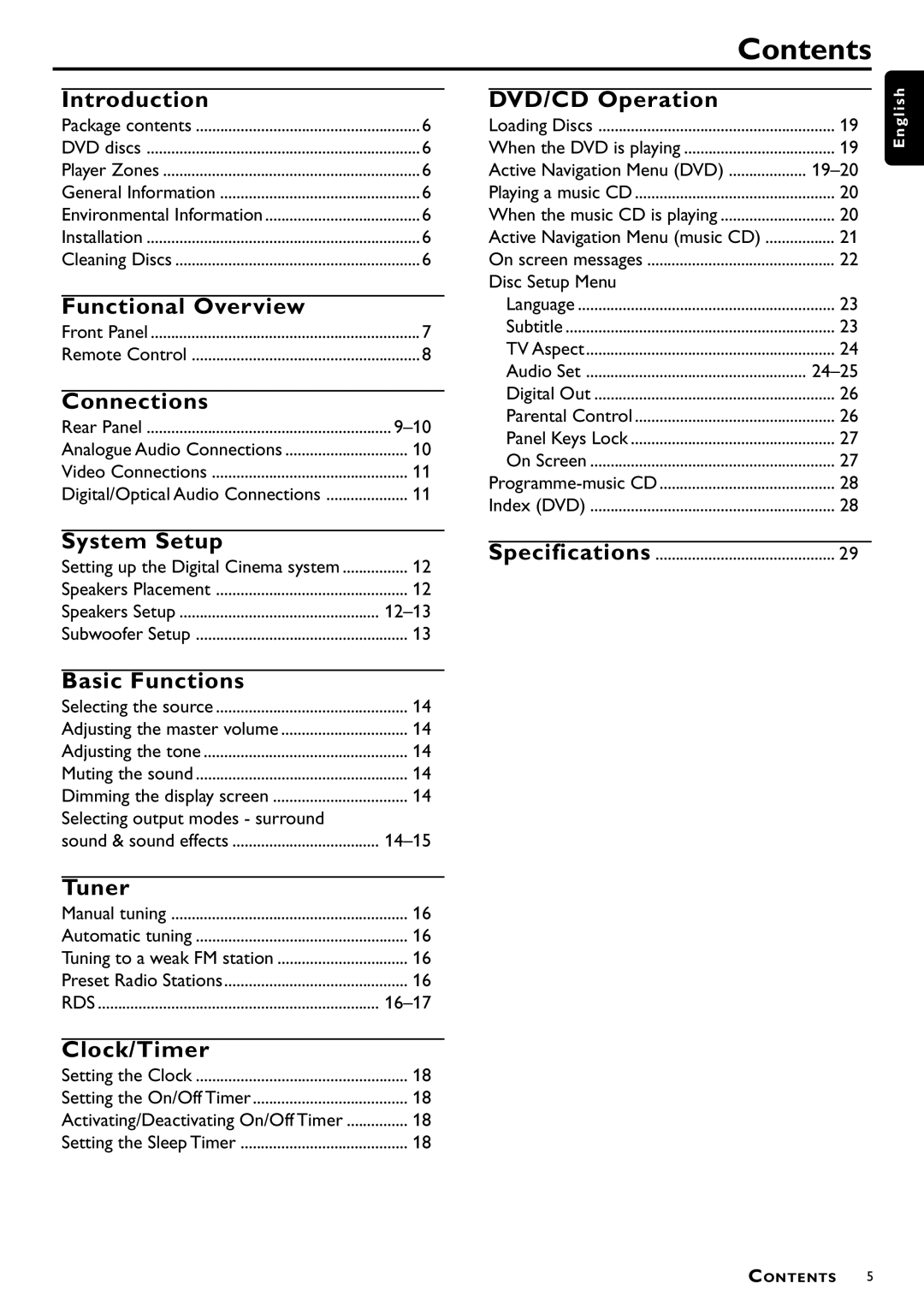 Philips MX-1050D, MX-1060D manual Contents 