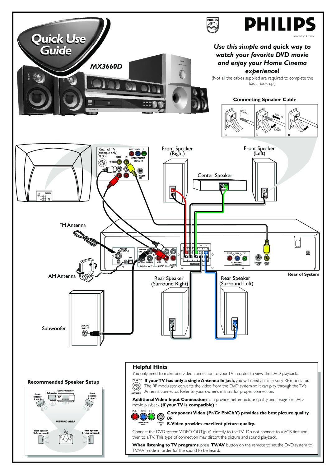 Philips MX3660D owner manual Helpful Hints 