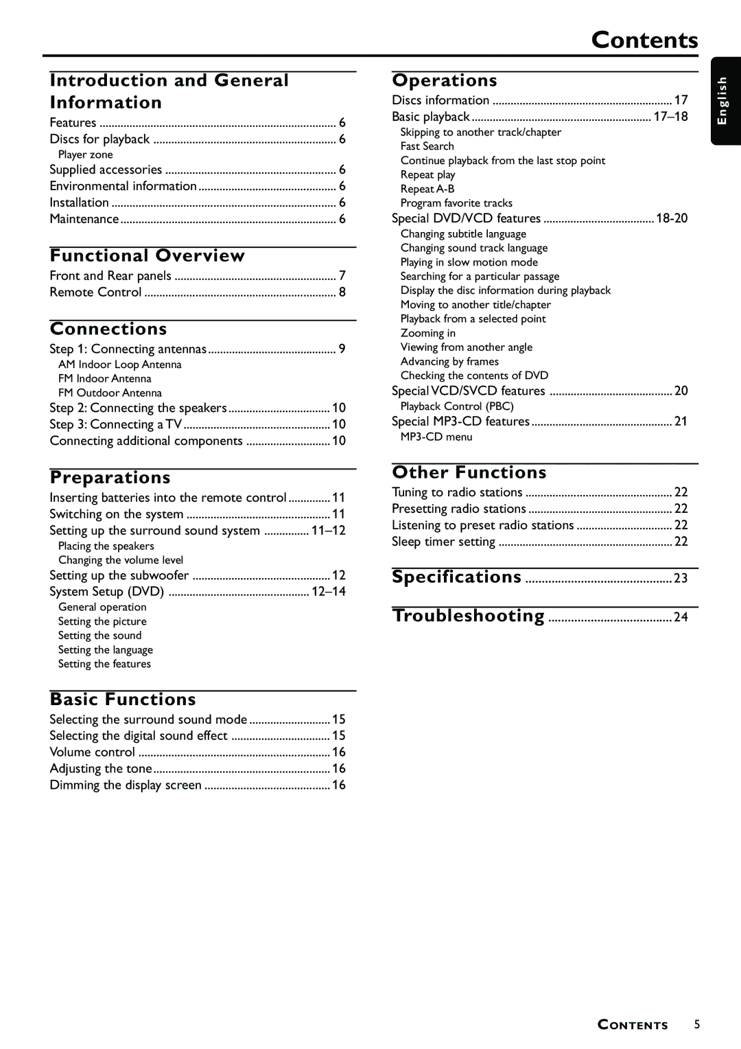 Philips MX3660D owner manual Contents 