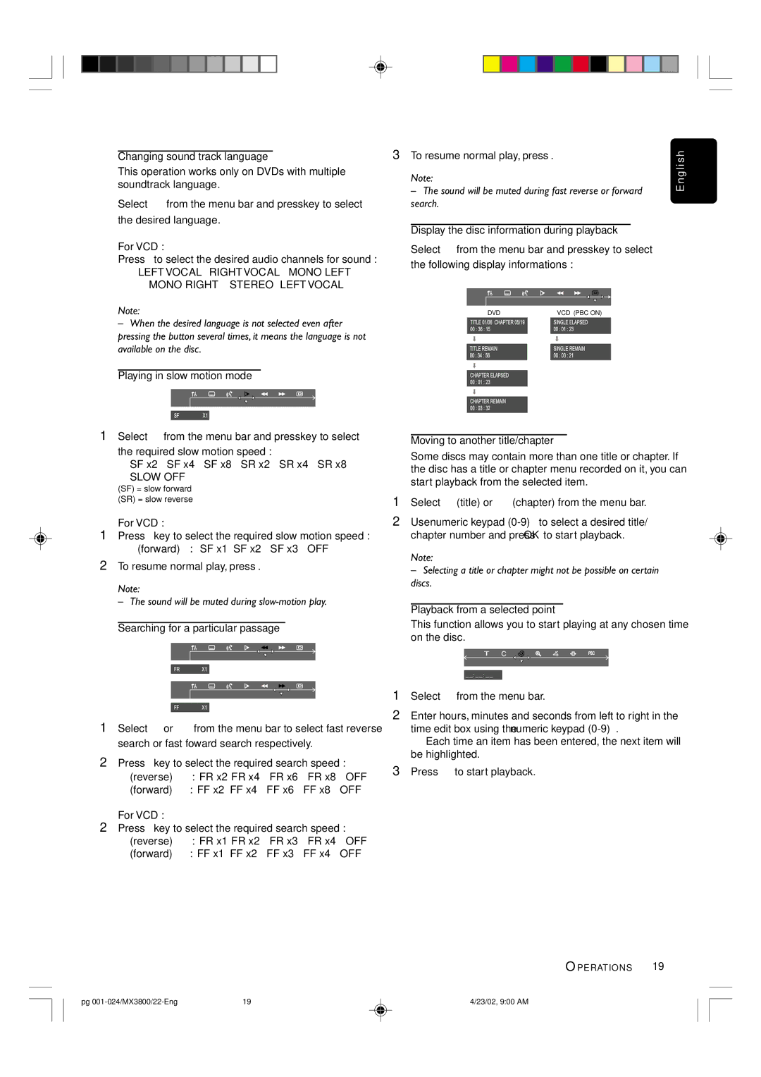 Philips MX3800D/22S manual For VCD 