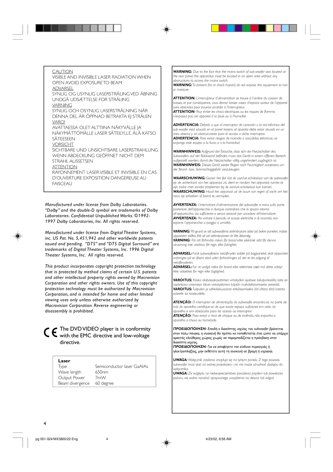 Philips MX3800D/22S manual Laser 