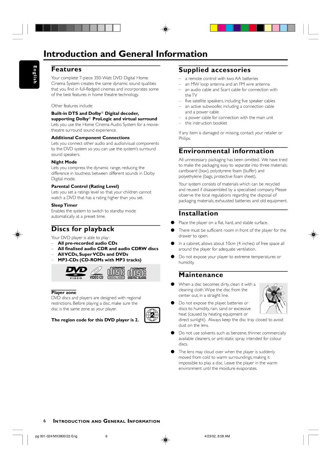 Philips MX3800D/22S manual Introduction and General Information 