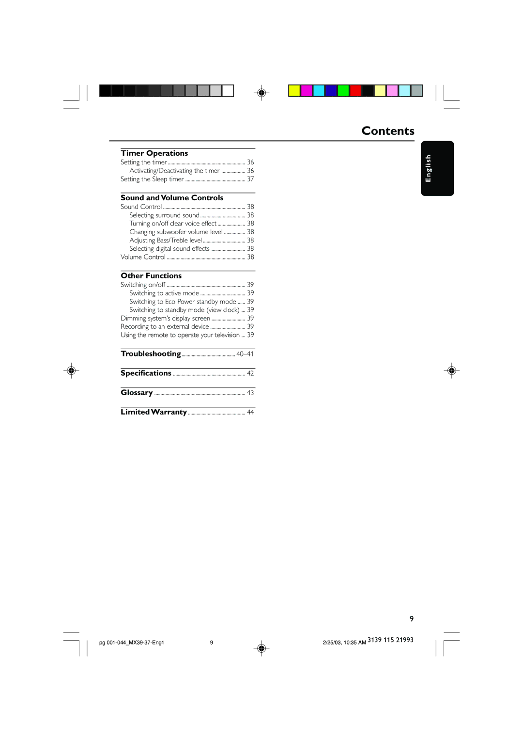 Philips MX3950D, MX3900D warranty Timer Operations 