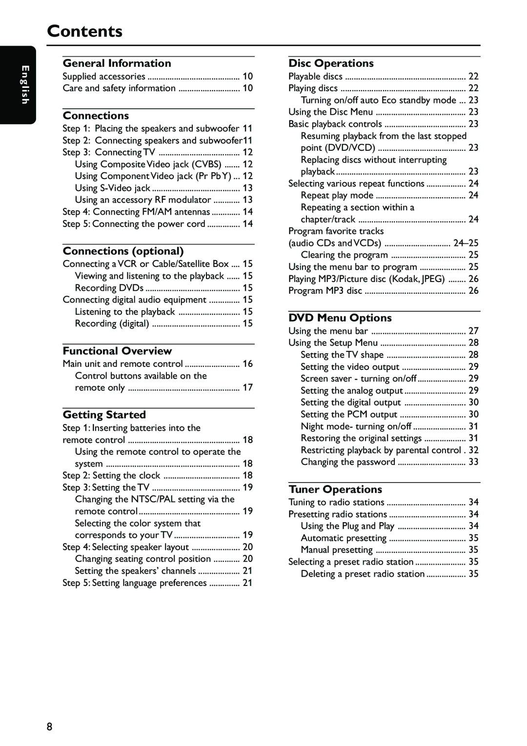 Philips MX3910D/37 owner manual Contents 