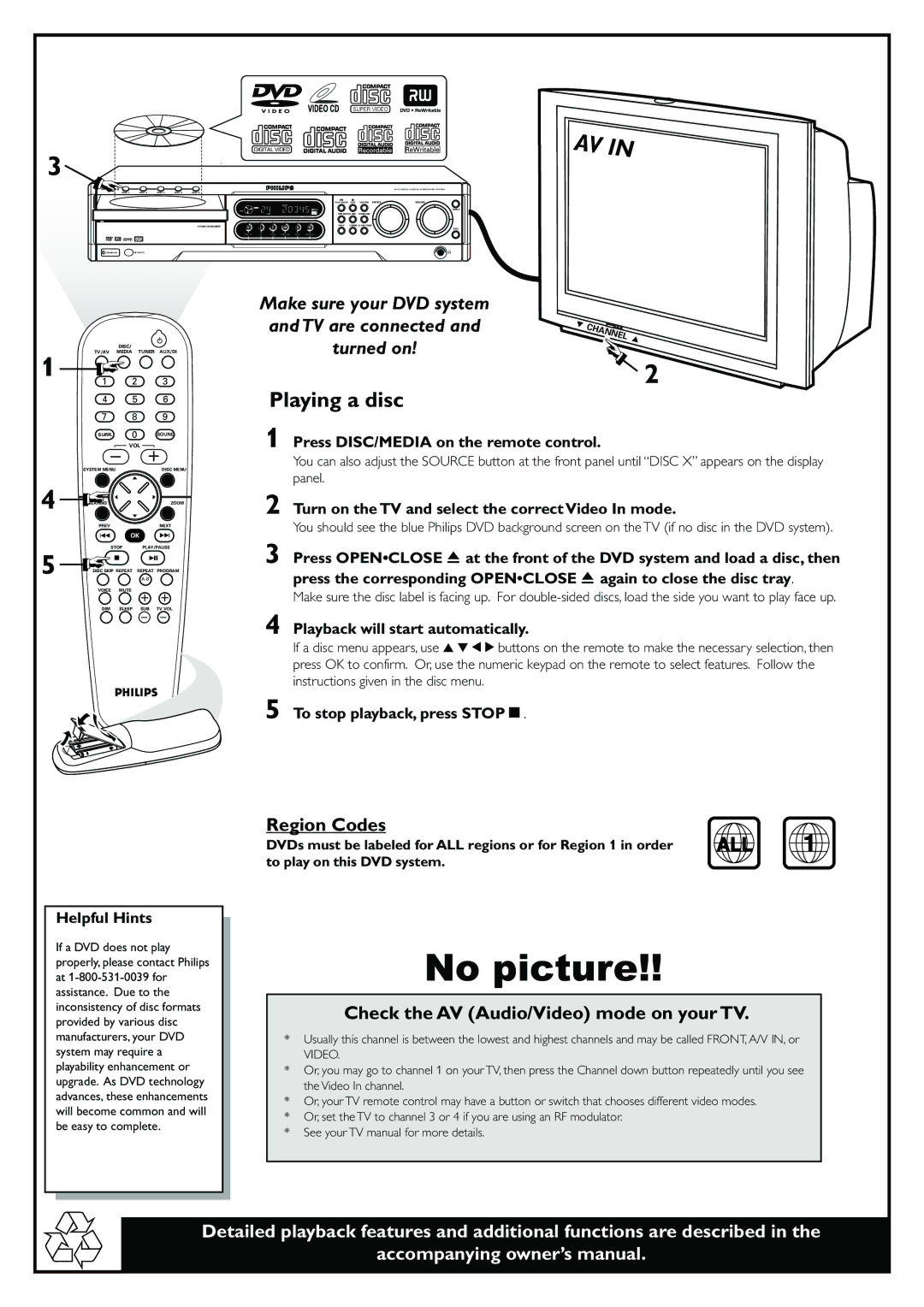 Philips MX3910D/37 owner manual Playing a disc, Panel, To play on this DVD system 