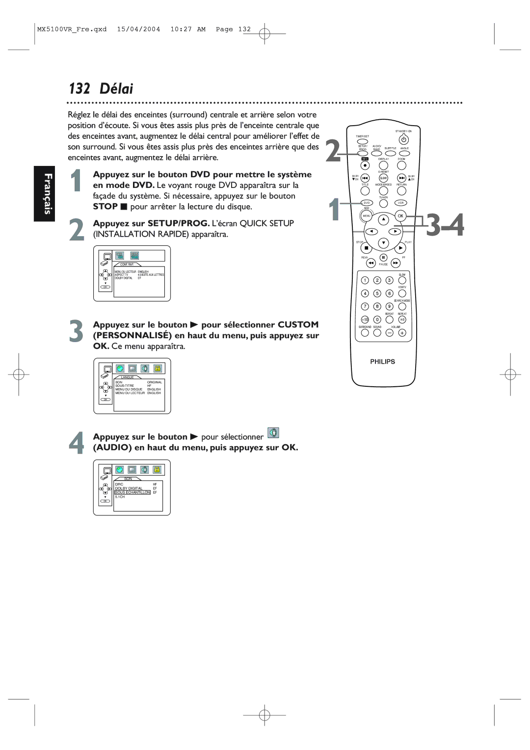 Philips MX5100VR/37B owner manual Délai 