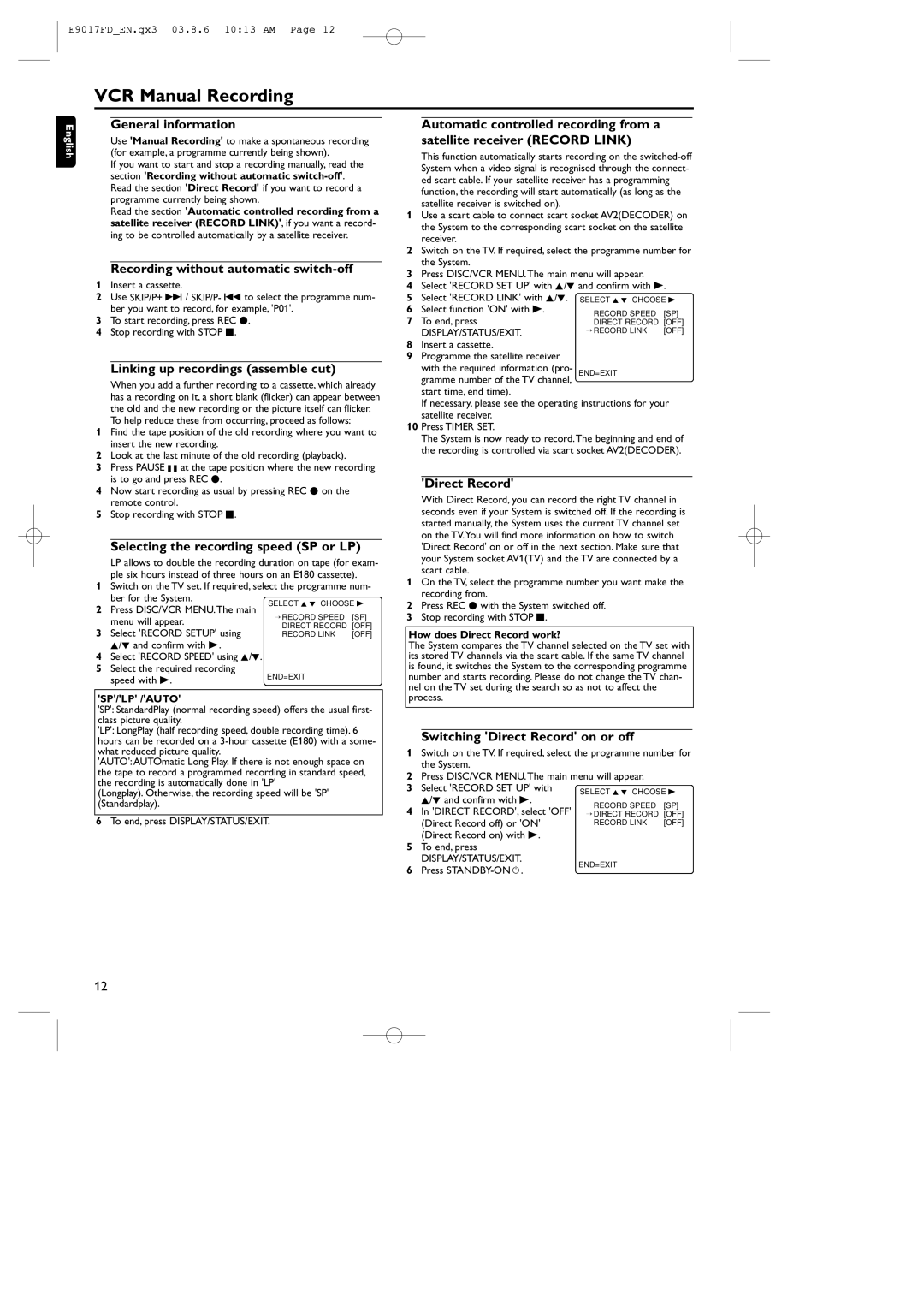 Philips MX5100VR/02 manual VCR Manual Recording 