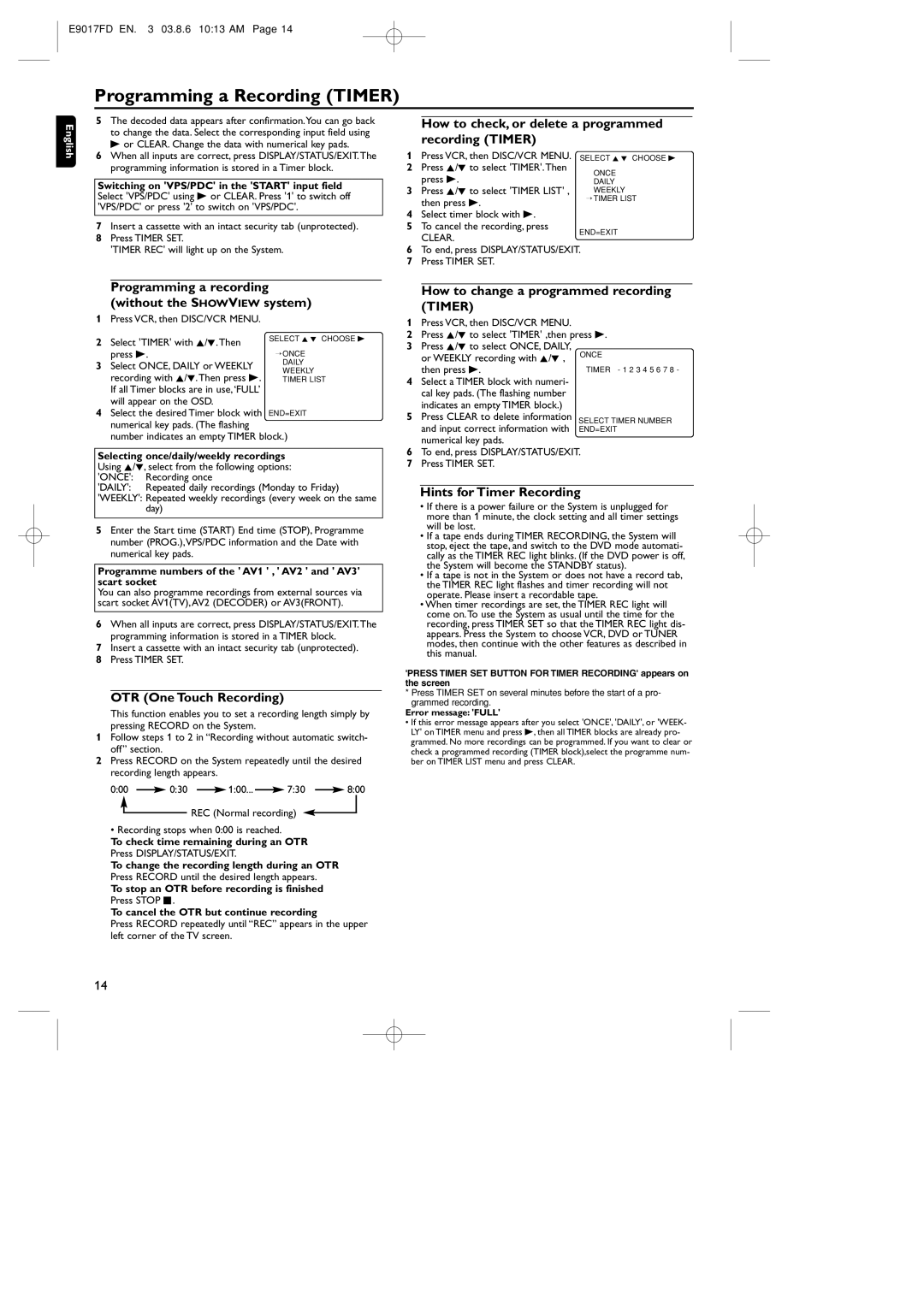 Philips MX5100VR/02 manual Programming a Recording Timer 