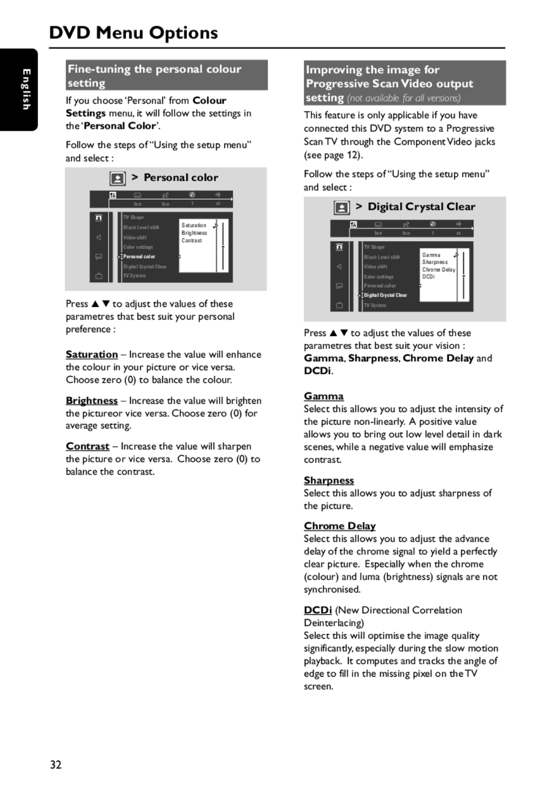 Philips MX5800SA/21 manual Fine-tuning the personal colour setting 