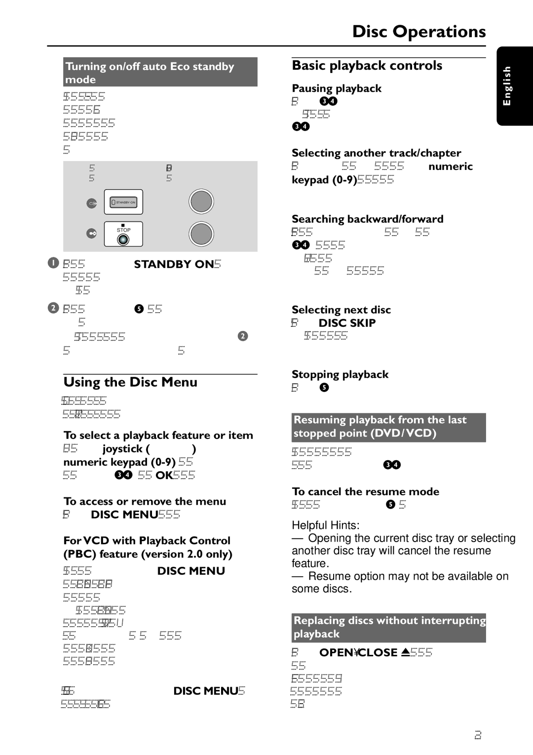 Philips MX5800SA/22S manual Using the Disc Menu, Basic playback controls, Turning on/off auto Eco standby mode 