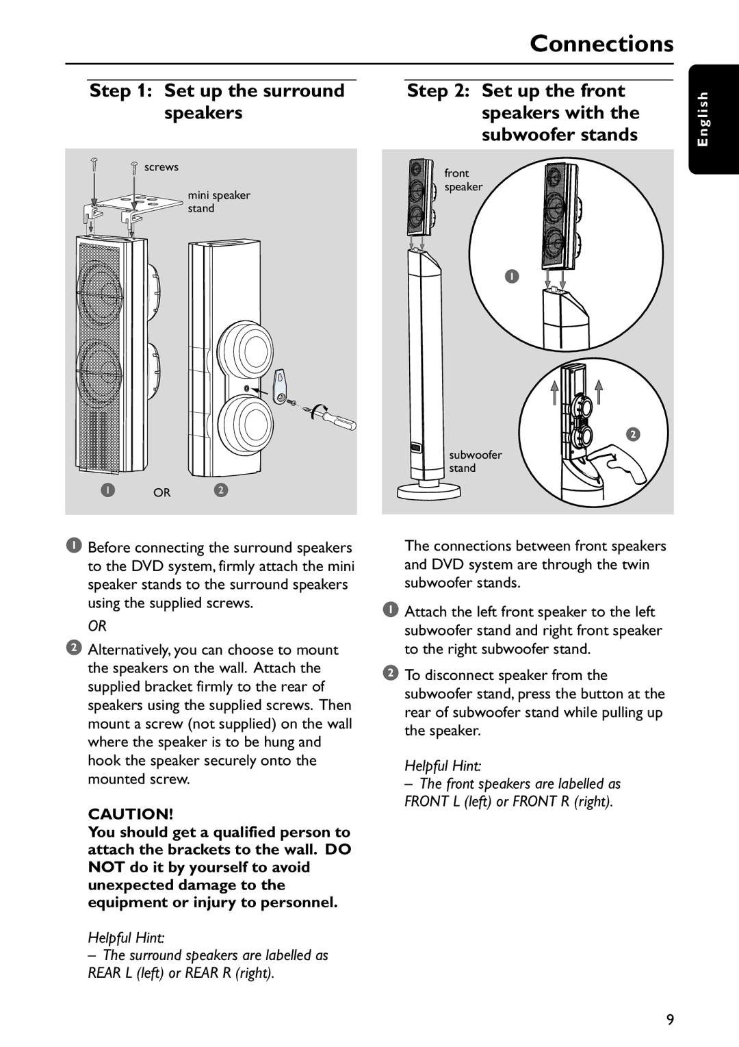 Philips MX5800SA/22S manual Connections, Set up the surround speakers 