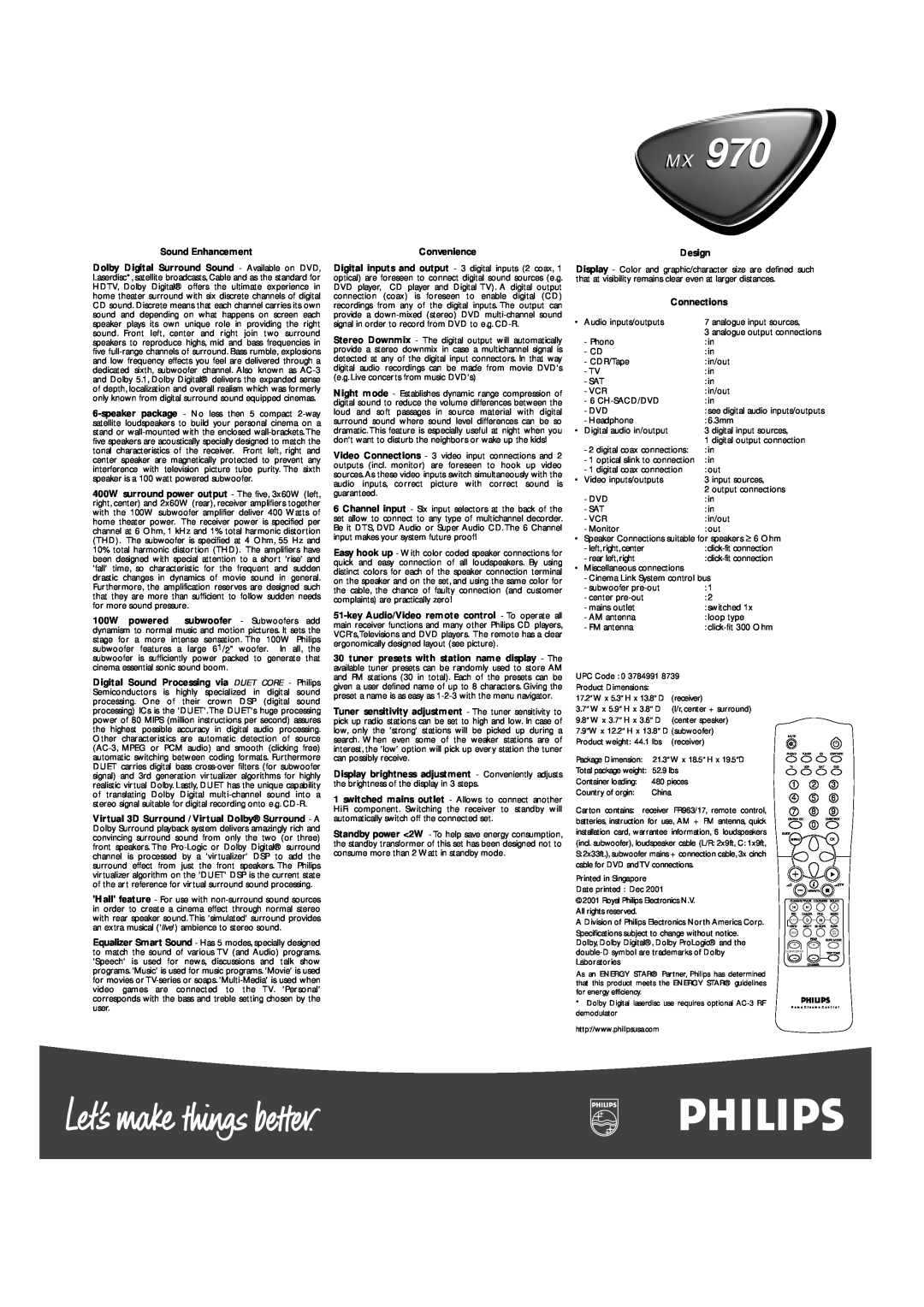 Philips MX970 manual 